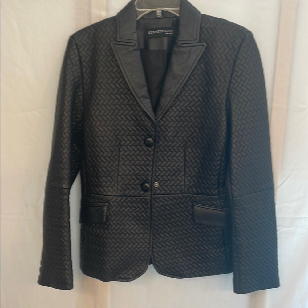 Kenneth Cole Women's Black Quilted Leather Jacket